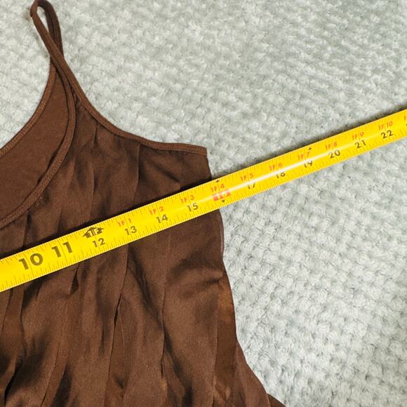 vintage y2k chocolate brown ruffle babydoll coquette spaghetti tank top M - Picture 4 of 4
